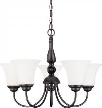  60/1922 - 5-Light Dark Chocolate Bronze Chandelier with White Satin Glass and (5) 13W GU24 Bulbs Included