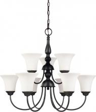  60/1923 - 9-Light 2-Tier Dark Chocolate Bronze Chandelier with White Satin Glass and (9) 13W GU24 Bulbs