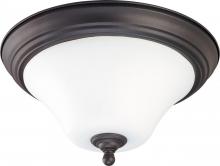  60/1924 - 1-Light Small Dome Flush Mount Ceiling Light in Dark Chocolate Bronze and White Satin Glass and (1)