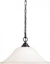  60/1929 - 1-Light Hanging Dome Pendant Light Fixture in Dark Chocolate Bronze and White Satin Glass and (1)
