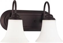 60/1933 - 2-Light Vanity Fixture in Dark Chocolate Bronze and White Satin Glass and (2) 13W GU24 Bulbs