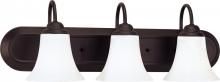  60/1934 - 3-Light Vanity Fixture in Dark Chocolate Bronze and White Satin Glass and (3) 13W GU24 Bulbs