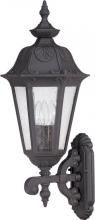  60/2031 - 3-Light Large Outdoor Wall Lantern (Arm Up) in Satin Iron Ore Finish and Seeded Mist Glass