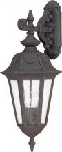  60/2032 - 3-Light Large Outdoor Wall Lantern (Arm Down) in Satin Iron Ore Finish and Seeded Mist Glass