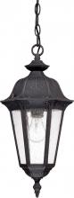  60/2038 - 1-Light Outdoor Hanging Lantern in Satin Iron Ore Finish and Seeded Mist Glass