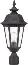  60/2039 - 1-Light Medium Outdoor Post Lantern in Satin Iron Ore Finish and Seeded Mist Glass