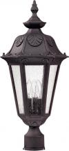  60/2040 - 3-Light Large Outdoor Post Lantern in Satin Iron Ore Finish and Seeded Mist Glass