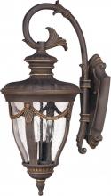  60/2042 - 3-Light Large Outdoor Wall Lantern (Arm Down) in Belgium Bronze Finish and Clear Seeded Glass