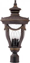  60/2050 - 3-Light Large Outdoor Post Lantern in Belgium Bronze Finish and Clear Seeded Glass
