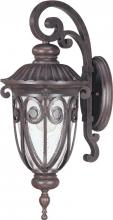  60/2064 - 1-Light Medium Outdoor Wall Lantern (Arm Down) in Burlwood Finish and Clear Seeded Glass