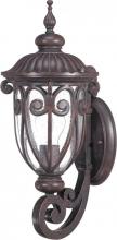  60/2065 - 1-Light Small Outdoor Wall Lantern (Arm Up) in Burlwood Finish and Clear Seeded Glass