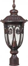  60/2069 - 1-Light Medium Outdoor Post Lantern in Burlwood Finish and Clear Seeded Glass