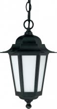  60/2209 - 1-Light Outdoor Hanging Lantern with Photocell in Textured Black Finish and Frosted Glass. (1) 13W