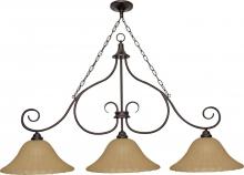  60/2402 - 3-Light Island Pendant Light in Copper Bronze Finish with Champagne Linen Washed Glass and (3) 15W
