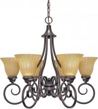  60/2403 - 6-Light Copper Bronze Chandelier with Champagne Linen Washed Glass and (6) 13W GU24 Bulbs Included
