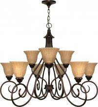  60/2404 - Moulan ES; 9 Light; Chandelier 2 Tier with Champagne Linen Glass; Lamp Included