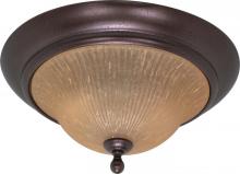  60/2406 - 2-Light Flush Mount Ceiling Light in Copper Bronze Finish with Champagne Linen Washed Glass and (2)
