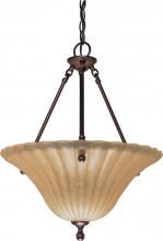  60/2408 - 3-Light Hanging Pendant in Copper Bronze Finish with Champagne Linen Washed Glass and (3) 13W GU24