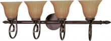  60/2414 - 4-Light Vanity Fixture in Copper Bronze Finish with Champagne Linen Washed Glass and (4) 13W GU24