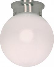  60/246 - 1-Light 8" Ball Ceiling Light in Brushed Nickel Finish with White Glass