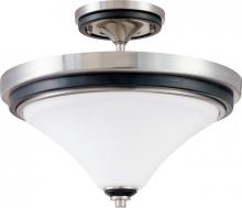  60/2461 - Keen ES; 2 Light; Semi-Flush with Satin White Glass; Lamp Included