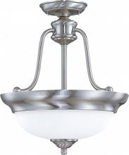  60/2559 - Glenwood ES; 3 Light; Semi-Flush with Satin White Glass; Lamps Included