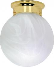  60/256 - 1-Light 8" Ball Ceiling Light in Polished Brass Finish with Alabaster Glass