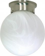  60/258 - 1-Light 8" Ball Ceiling Light in Brushed Nickel Finish with Alabaster Glass