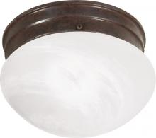  60/2632 - 1-Light Small Flush Mount Ceiling Light in Old Bronze Finish with Alabaster Mushroom Glass and (1)