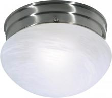  60/2633 - 1-Light Small Flush Mount Ceiling Light in Brushed Nickel Finish with Alabaster Mushroom Glass and