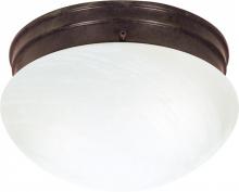  60/2634 - 2-Light Medium Flush Mount Ceiling Light in Old Bronze Finish with Alabaster Mushroom Glass and (2)