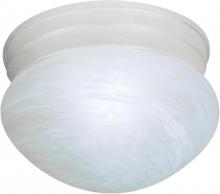  60/2636 - 1-Light Small Flush Mount Ceiling Light in Textured White Finish with Alabaster Mushroom Glass and