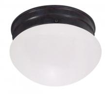  60/2651 - 1-Light 6" Small Flush Mount Ceiling Light in Mahogany Bronze Finish with Frosted Mushroom Glass