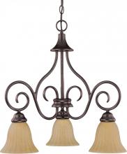  60/2889 - 3-Light Chandelier in Copper Bronze Finish with Champagne Linen Washed Glass and (3) 13W GU24 Bulbs