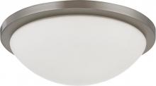  60/2944 - 2-Light Dome Flush Mount Lighting Fixture in Brushed Nickel Finish with White Glass and (2) 13W GU24