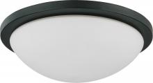  60/2945 - 2-Light Dome Flush Mount Lighting Fixture in Aged Bronze Finish with White Glass and (2) 13W GU24