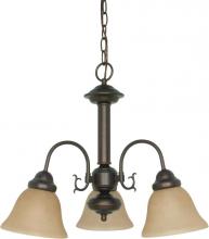  60/3102 - 3-Light Small Chandelier in Mahogany Bronze Finish with Champagne Linen Glass and (3) 13W GU24 Lamps
