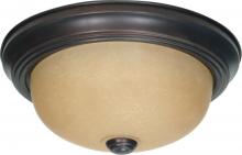  60/3105 - 2-Light Small Flush Mount Ceiling Light in Mahogany Bronze Finish with Champagne Linen Glass and (2)