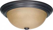  60/3107 - 3-Light Large Flush Mount Ceiling Light in Mahogany Bronze Finish with Champagne Linen Glass and (3)