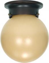  60/3114 - 1-Light 6" Flush Mount Ball Ceiling Light Fixture in Mahogany Bronze Finish with Champagne Linen