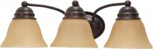  60/3127 - 3-Light Vanity Lighting Fixture in Mahogany Bronze Finish with Champagne Linen Glass and (3) 13W