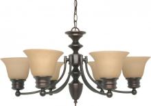  60/3129 - 6-Light Mahogany Bronze Chandelier with Champagne Linen Glass and (6) 13W GU24 Lamps Included