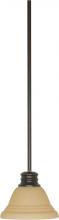  60/3132 - 1-Light 7" Mini Pendant with Hang Straight Canopy in Mahogany Bronze Finish with Champagne Linen