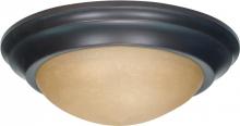  60/3136 - 2-Light Twist & Lock Dome Medium Flush Mount Ceiling Light in Mahogany Bronze Finish with Champagne