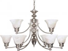  60/3196 - 9-Light 2-Tier Chandelier in Brushed Nickel Finish with Alabaster Glass and (9) 13W GU24 Lamps