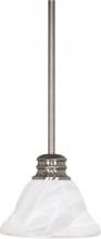  60/3197 - 1-Light Mini Pendant with Hang Straight Canopy in Brushed Nickel Finish with Alabaster Glass and (1)