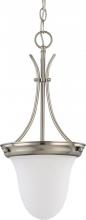  60/3259 - 1 Light - 10" Pendant with Frosted White Glass - Brushed Nickel Finish