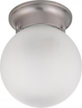  60/3299 - 1-Light Flush Mount Ball Ceiling Light in Brushed Nickel Finish with Frosted White Glass and (1) 13W