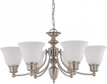  60/3305 - 6-Light Chandelier in Brushed Nickel Finish with Frosted White Glass and (6) 13W GU24 Lamps Included
