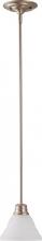  60/3307 - 1-Light Mini Pendant Light Fixture in Brushed Nickel Finish with Frosted White Glass and (1) 13W